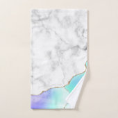 ホワイトマーブルパープルグリーンブルーアゲート金ゴールドグリッター バスタオルセット (ハンドタオル)