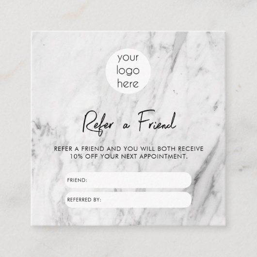 ホワイトマーブルビジネスは友人の紹介カードを参照 スクエア名刺 (正面)