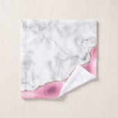 ホワイトマーブルピンクアゲート金ゴールドグリッター バスタオルセット (ウォッシュタオル)