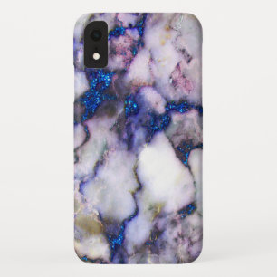 ホワイトマーブルピンクアンドブルーグリッター iPhone XRケース