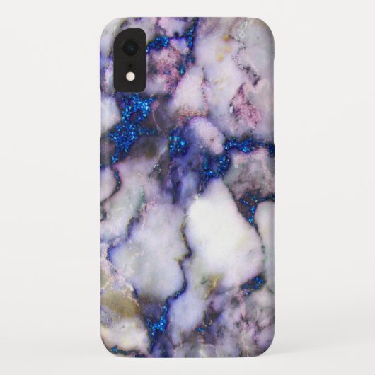 ホワイトマーブルピンクアンドブルーグリッター Case-Mate iPhoneケース (裏面)