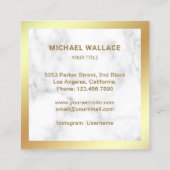 ホワイトマーブルフェイクゴールドフォイル航海のロープいかり スクエア名刺 (裏面)