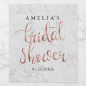 ホワイトマーブルフェイクバラ金ゴールドブライダルシャワーラベル ワインラベル (シングルラベル)