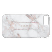 ホワイトマーブルフェイクバラ-金ゴールドアクセントMonogram Case-Mate iPhoneケース (裏面(横))