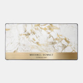 ホワイトマーブルフェイク金ゴールド金属事業 デスクマット (正面)