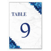 ホワイトマーブルフローラネイビーブルー結婚ズ テーブルナンバー (正面)