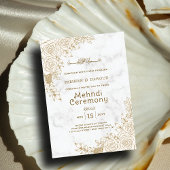 ホワイトマーブルフローラレースイスラム教徒メンディ 招待状