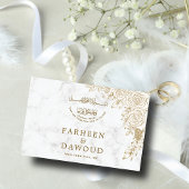 ホワイトマーブルフローラレースイスラム結婚教徒 出欠カード