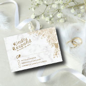 ホワイトマーブルフローラレースイスラム結婚教徒 出欠カード