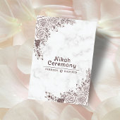 ホワイトマーブルフローラレースイスラムNikah式 招待状