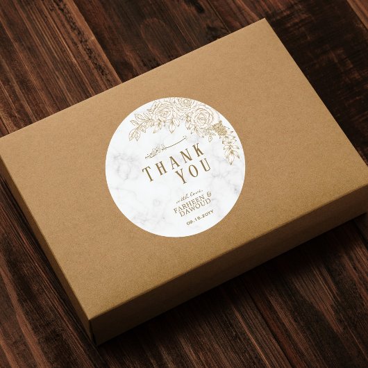 ホワイトマーブルフローラレースムスリム結婚式の引き出物 ラウンドシール