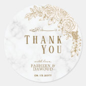 ホワイトマーブルフローラレースムスリム結婚式の引き出物 ラウンドシール (正面)