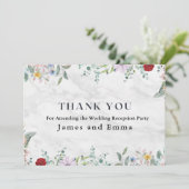 ホワイトマーブルフローラ結婚オーナメント サンキューカード (スタンド正面)