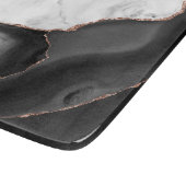 ホワイトマーブルブラックアゲートバラ金ゴールドグリッター カッティングボード (角)