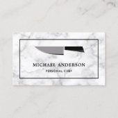 ホワイトマーブルブラックキッチンナイフパーソナルシェフ 名刺 (正面)