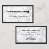 ホワイトマーブルブラッククラリネットミュージック先生 名刺 (正面/裏面)