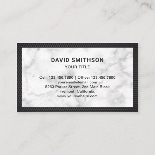 ホワイトマーブルブラックジャスティススケール弁護士弁護士 名刺 (裏面)