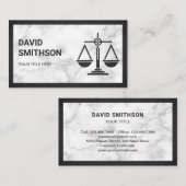 ホワイトマーブルブラックジャスティススケール弁護士弁護士 名刺 (正面/裏面)