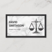 ホワイトマーブルブラックジャスティススケール弁護士弁護士 名刺 (正面)