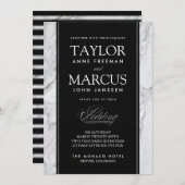 ホワイトマーブルブラックタイフォーマル結婚式招待状 招待状 (正面/裏面)