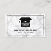 ホワイトマーブルブラックタイプライタープロフェッショナルライター 名刺 (正面)