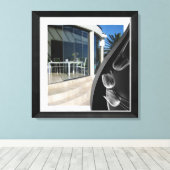 ホワイトマーブルブラック抽象芸術チューリップ キャンバスプリント (インサイチュ (ウッドフロア))