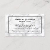 ホワイトマーブルブラック裁縫マシンファッションスタイリスト 名刺 (裏面)