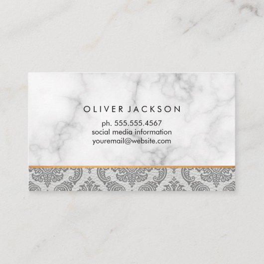 ホワイトマーブルホワイトレザーダマスクトリム 名刺 (裏面)