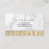 ホワイトマーブルホワイトレザー金ゴールドセクイン 名刺 (裏面)