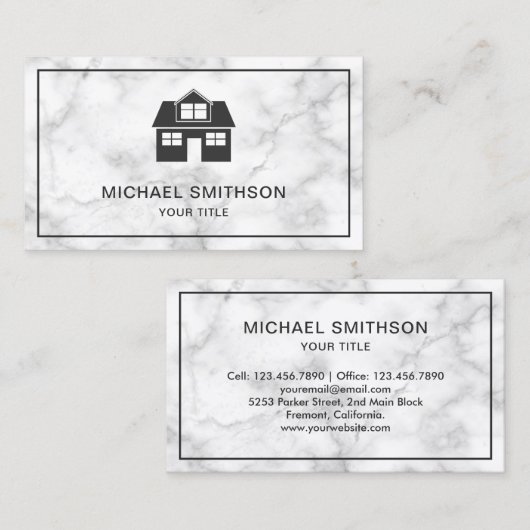 ホワイトマーブルホームアイコ実在ンエステートエージェント 名刺 (正面/裏面)