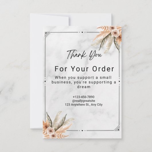 ホワイトマーブルミニマリスト結婚の写真 サンキューカード (正面)