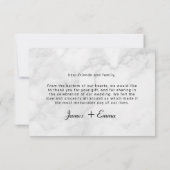 ホワイトマーブルミニマリスト結婚の写真 サンキューカード (裏面)