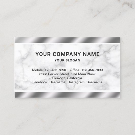 ホワイトマーブルメタリックエステ実在ートフォト不動産仲介業者 名刺 (裏面)