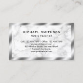 ホワイトマーブルメタリックブルードラムキットドラマー 名刺 (裏面)