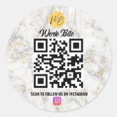 ホワイトマーブルモダンビジネスインスタグラムQrコード ラウンドシール (正面)