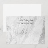 ホワイトマーブルモダンラグジュアリーデザイナーフラット ノートカード (正面/裏面)