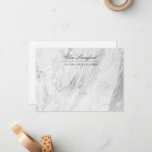 ホワイトマーブルモダンラグジュアリーデザイナーフラット ノートカード (正面/裏面インサイチュ)