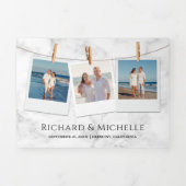 ホワイトマーブルライトハウスサイロ航海のボー結婚ツ 三つ折り招待状 (カバー)