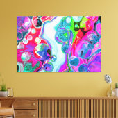 ホワイトマーブルリバーカラフルマーブルアート キャンバスプリント (インサイチュ (リビング))