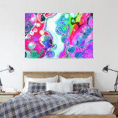 ホワイトマーブルリバーカラフルマーブルアート キャンバスプリント (インサイチュ (寝室))