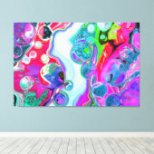 ホワイトマーブルリバーカラフルマーブルアート キャンバスプリント (インサイチュ (ウッドフロア))