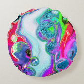 ホワイトマーブルリバーデジタル流体アート ラウンドクッション (裏面)