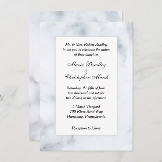 ホワイトマーブルルック結婚式招待状 招待状 (正面/裏面)