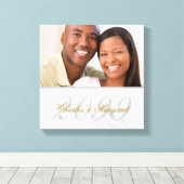 ホワイトマーブルルック記念日SQUARE写真 キャンバスプリント (インサイチュ (ウッドフロア))