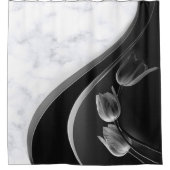 ホワイトマーブル抽象芸術チューリップ シャワーカーテン (正面)