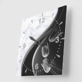 ホワイトマーブル抽象芸術チューリップ スクエア壁時計 (傾斜)