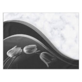 ホワイトマーブル抽象芸術チューリップ テーブルクロス (正面(横))