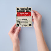 ホワイトマーブル枠理容師スタイルフライヤー チラシ (手)