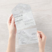 ホワイトマーブル結婚ズ オールインワン招待状 (貼ってはがせる)