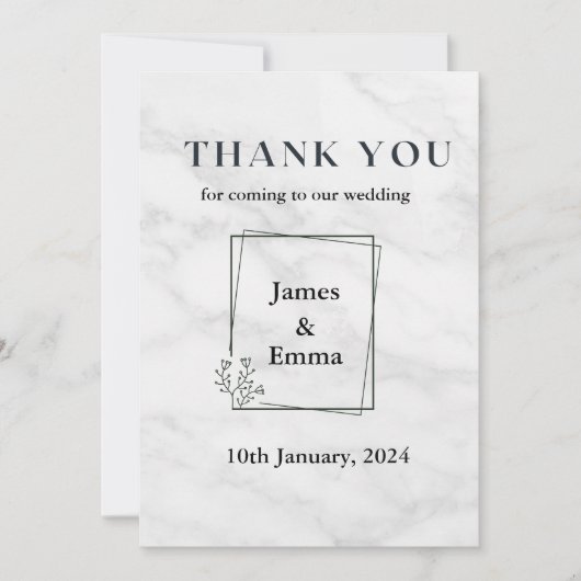 ホワイトマーブル結婚ズ サンキューカード (正面)